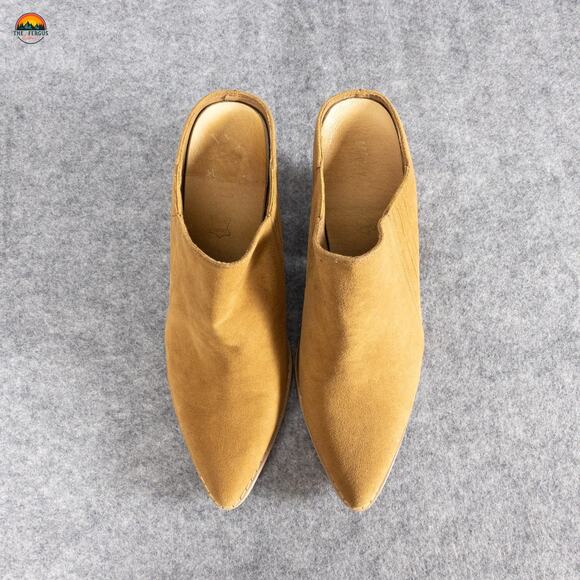 MI.IM Mule Cuban Heel Suede Leather Tan Pointed Toe Casual Slip-On Women's Sz 9 - Picture 5 of 12
